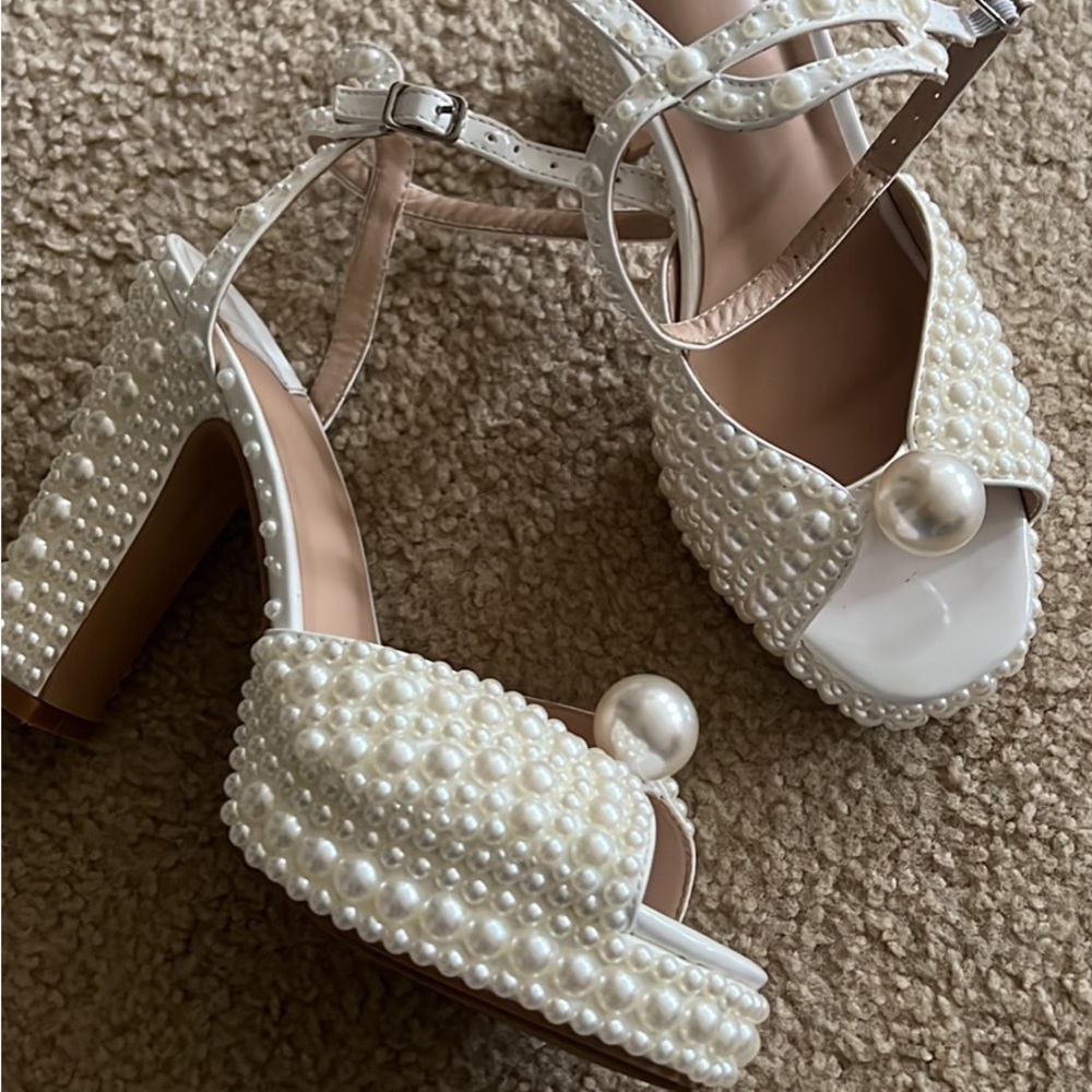 Open Toe Pearl Platform Heel